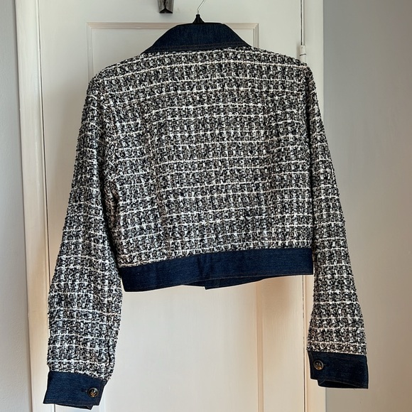 Gracia brand crop jacket with denim collar and waist - Picture 2 of 2